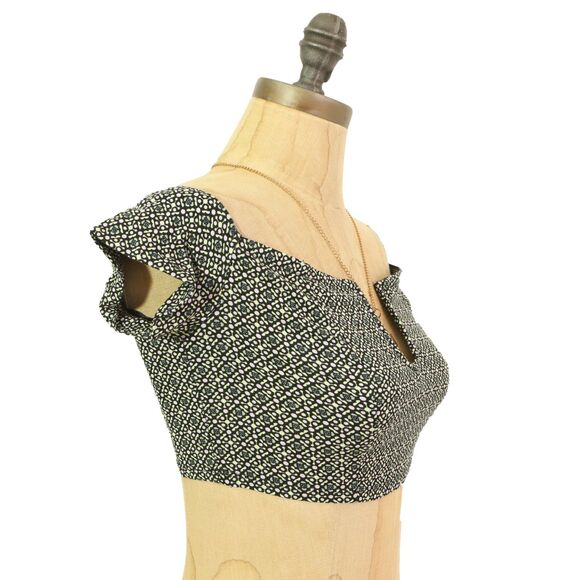 Free People Lucky Now Brami Crop Top XS Off Shoulder Black Combo NWT B92 - Picture 4 of 7